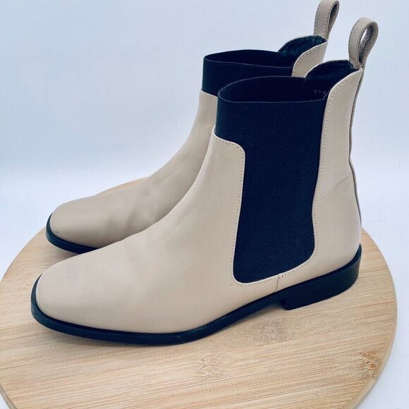 Everlane Shoes Womens 8 Beige Leather Chelsea Boots Ankle Italy - Picture 5 of 10
